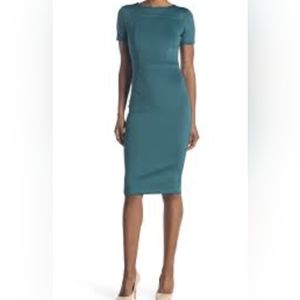 Alexia Admor Scuba Midi Sheath Dress in Open Green, Small